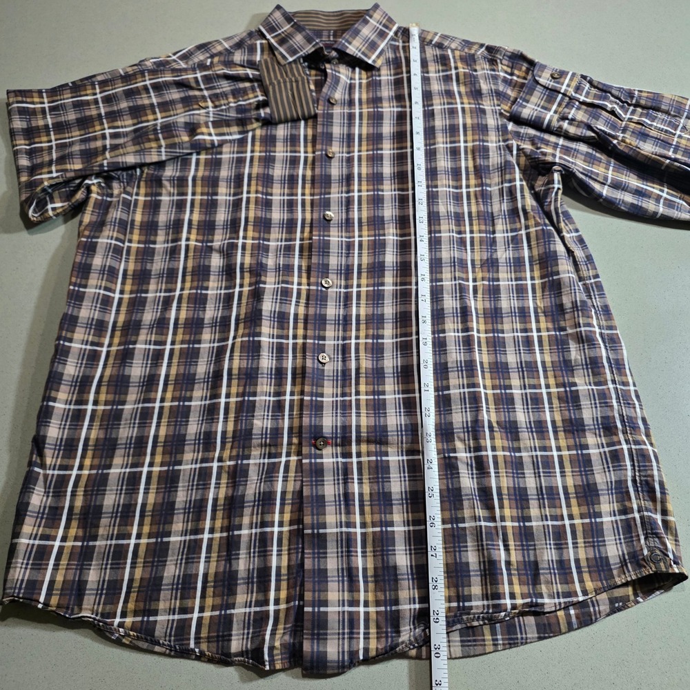 Cremieux Classics Mens Large Brown Plaid Button Down Shirt Long Sleeve L - Picture 3 of 11